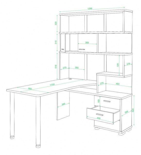 Стол компьютерный Домино нельсон СР-420-170 MER_SR_420_170_NBEN-PRAV