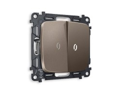 Комплект механизма 2-кл проходного выключателя с подсветкой Ambrella Volt Omega MO634035