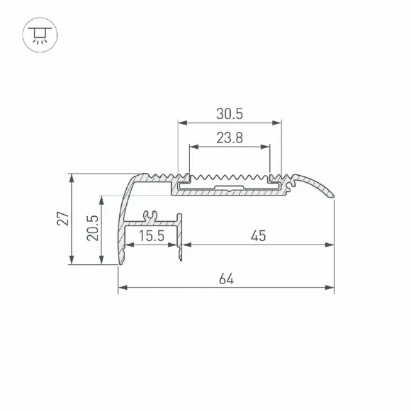 Профиль Arlight STAIR-W65-2000 ANOD 045666 Профиль Arlight STAIR-W65-2000 ANOD 045666