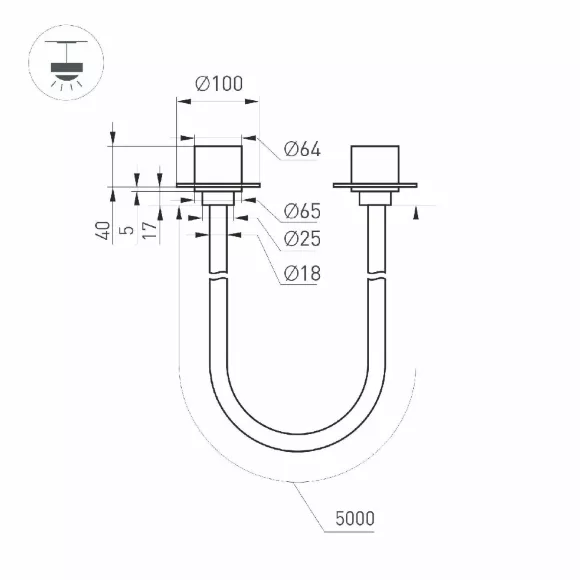Подвесной светильник Arlight SP-TROPIC-BUILT-TRIMLESS-R18-L5000-58W Warm3000 (BK, 360 deg, 230V) 043391, Теплый белый, Современный