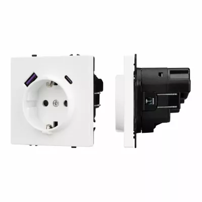 Розетка зк со шторками с USB тип А+С софт-тач белый кварц Arlight SCT-MUAC-SFPL-WH (250V, 16A) 054284(1)