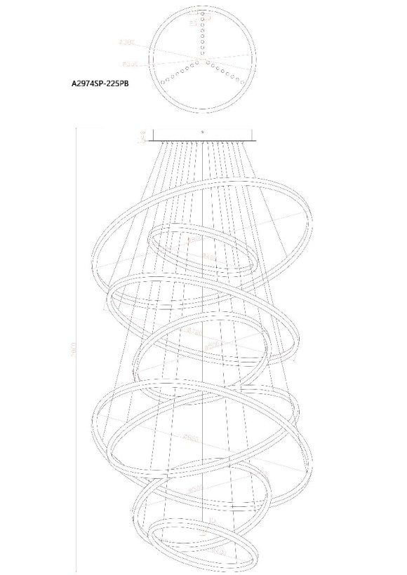 Подвесная светодиодная люстра Arte Lamp Arcane A2974SP-225PB