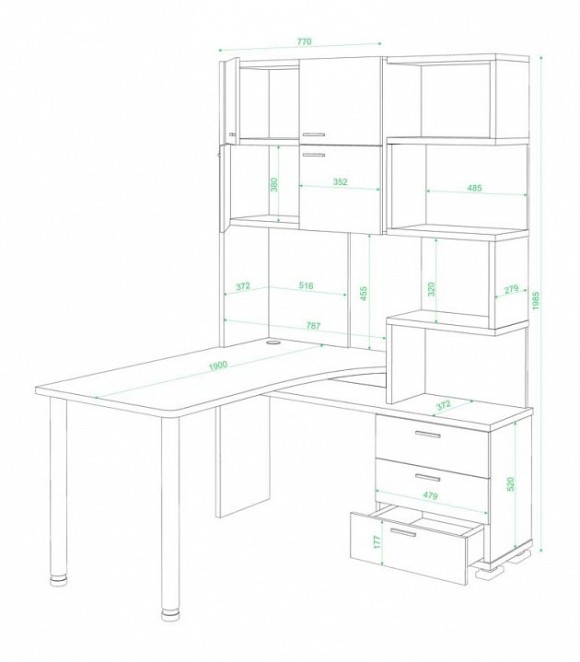 Стол компьютерный Домино нельсон СР-500М190 MER_SR-500M_190_N-LEV