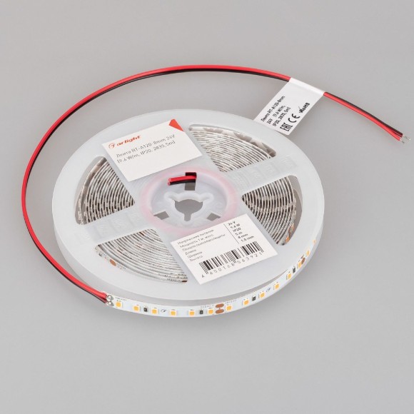 Светодиодная лента Arlight RT-A120-8mm 24V Scarlet (9.6 W/m, IP20, 2835, 5m) 043383