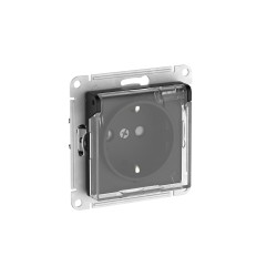 Розетка с зазем. со шт. с прозрач. крыш, 16А, IP44, мех., быстрозажим. Клем Systeme Electric AtlasDesign Aqua Карбон ATN441046S