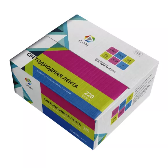 Светодиодная лента OGM Эконом 220В 5050 8Вт/м RGB 50м IP65 O17-10 Светодиодная лента OGM Эконом 220В 5050 8Вт/м RGB 50м IP65 O17-10