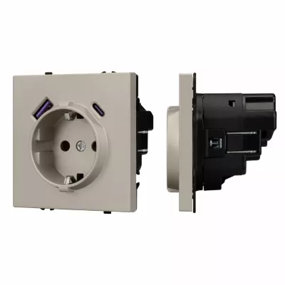 Розетка зк со шторками с USB тип А+С софт-тач кашемир Arlight SCT-MUAC-SFPL-CA (250V, 16A) 059444(1)