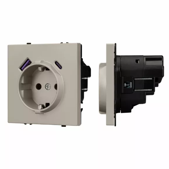 Розетка зк со шторками с USB тип А+С софт-тач кашемир Arlight SCT-MUAC-SFPL-CA (250V, 16A) 059444(1)