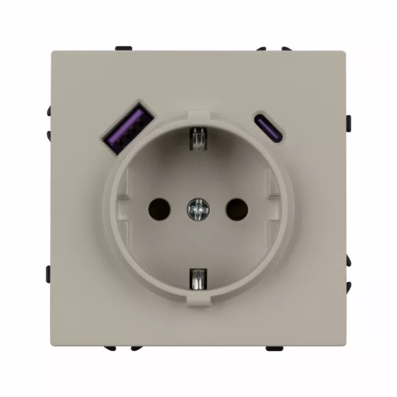 Розетка зк со шторками с USB тип А+С софт-тач кашемир Arlight SCT-MUAC-SFPL-CA (250V, 16A) 059444(1)
