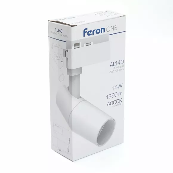 Трековый светильник Feron AL140 41609, Белый, Нейтральный белый, Алюминий