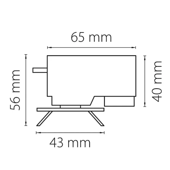 Схема размеров адаптер для шинопровода Lightstar Asta 592029