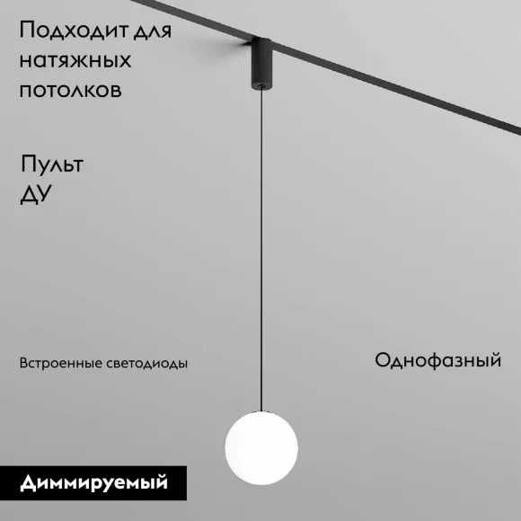Трековый однофазный светильник Denkirs Smart Moon DK8052-BK, Черный, Белый, От теплого до холодного Трековый однофазный светильник Denkirs Smart Moon DK8052-BK, Черный, Белый, От теплого до холодного
