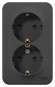 Розетка 2-ая с/з со шторками 16А,250В, изолир. пластина Systeme Electric Blanca наруж Антрацит BLNRA011216