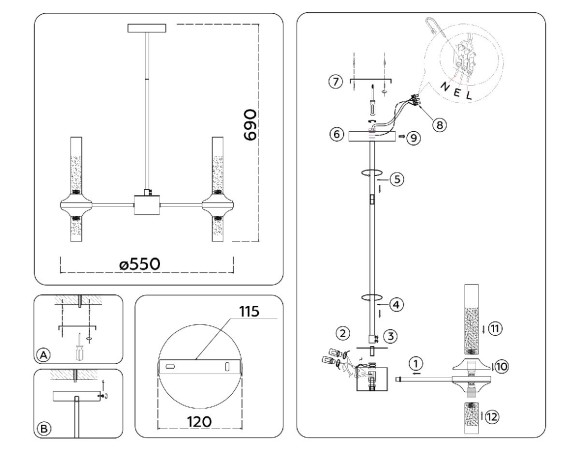 Люстра на штанге Ambrella Light High Light Modern LH55358