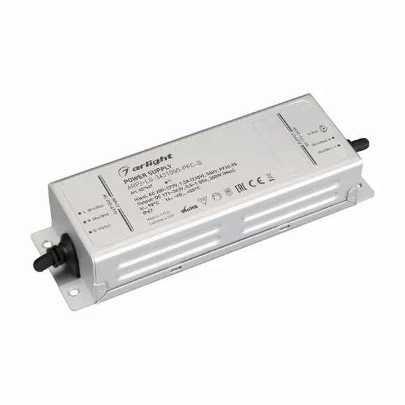 Блок питания Arlight ARPJ-LG-3431050-PFC-B (240W, 171-343V, 0.5-1.05A) (IP67 Металл) 057527 Блок питания Arlight ARPJ-LG-3431050-PFC-B (240W, 171-343V, 0.5-1.05A) (IP67 Металл) 057527