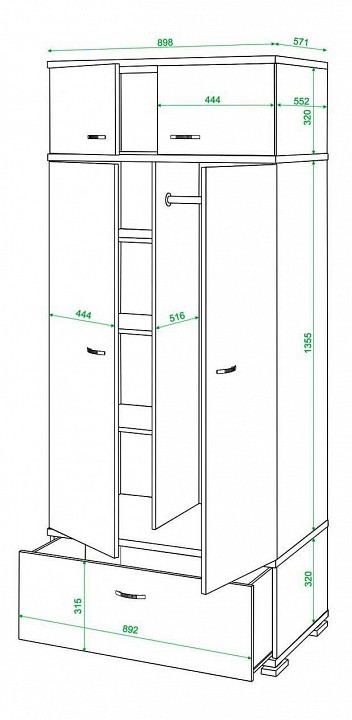 Шкаф платяной Домино КС-20 MER_KS-20_VK