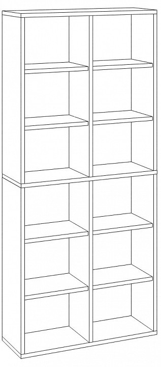 Шкаф книжный Домино СУ(ш2в2)+4ФГ MER_SUsh2v2-4FG-BEN-belyj-nelson