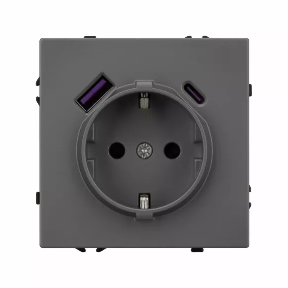 Розетка зк со шторками с USB тип А+С софт-тач серый базальт Arlight SCT-MUAC-SFPL-GR (250V, 16A) 054287(1)