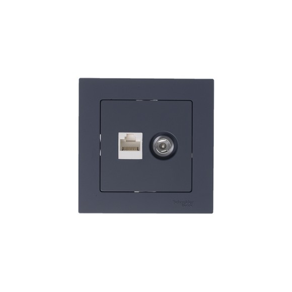 Розетка двойная комп+ТВ, RJ45+TV, кат.5E Systeme Electric AtlasDesign Грифель ATN000789