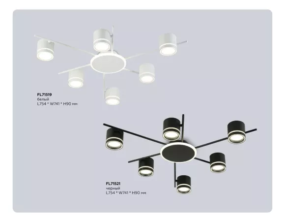 Потолочный светильник Ambrella Light Comfort FL71521, Черный, Металл, Акрил, светодиодный модуль