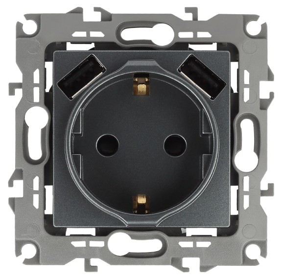Розетка 2P+E со шторками и 2xUSB Эра 12-4109-12 Б0047846