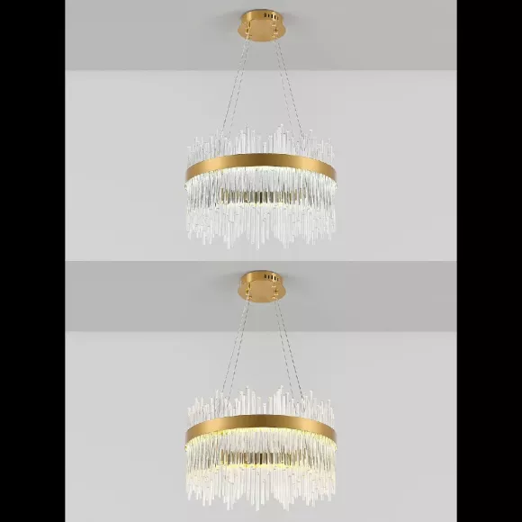 Подвесная люстра Natali Kovaltseva INNOVATION STYLE 83156, Золото, Прозрачный, От теплого до холодного, декоративные элементы крупным планом