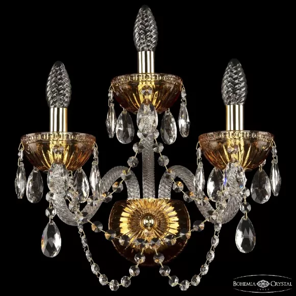 Бра Bohemia Ivele Crystal 5402B/2+1/165 G Amber/M-1G, Золото, Металл, Классика стиль, крупный план Бра Bohemia Ivele Crystal 5402B/2+1/165 G Amber/M-1G, Золото, Металл, Классика стиль, крупный план
