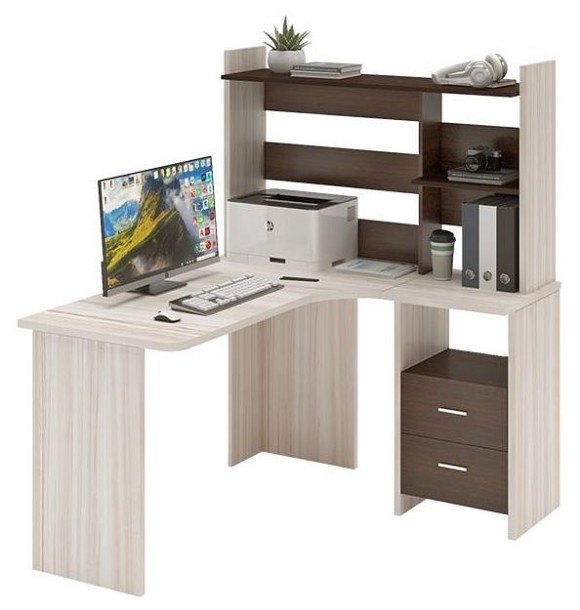 Стол компьютерный Домино Lite СКЛ-Угл130+НКЛ-120 MER_SKL-Ugl130-NKL-120_KV_PRAV