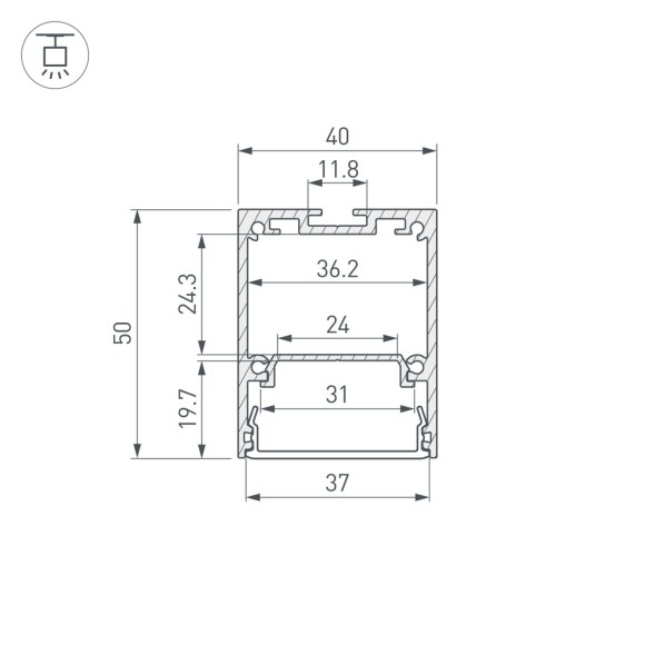 Профиль Arlight IP-LINE-4050-2000 ANOD (Алюминий) 055135
