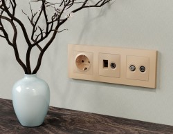 Лицевая панель Alfa (Шампань) для TV двойной розетки Quant Ambrella Volt AP6133