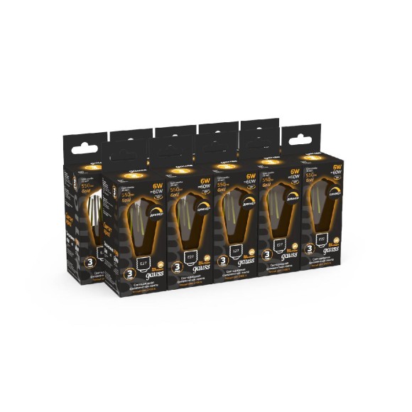 Светодиодная филаментная лампа Gauss Filament E27 6W 2400K 102802006-D