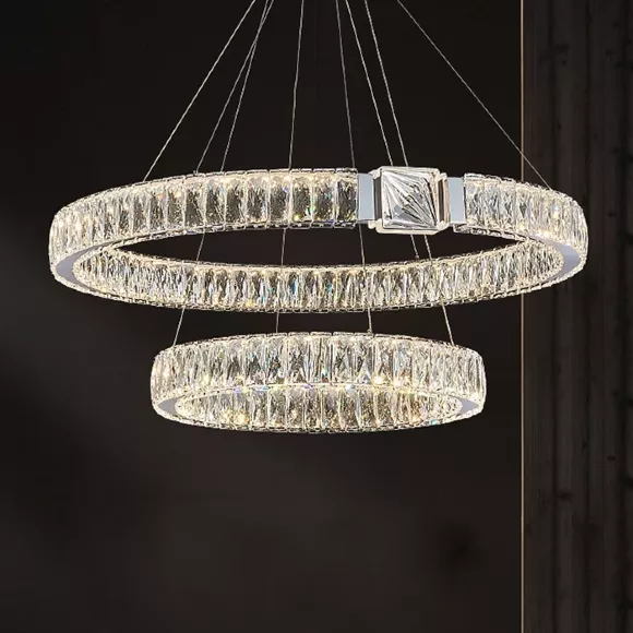 Подвесная люстра Delight Collection D8010P/2R/D800+600 silver, крупный план Подвесная люстра Delight Collection D8010P/2R/D800+600 silver, крупный план