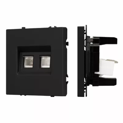 Розетка компьютерная двойная софт-тач черный оникс Arlight SCT-MPC2-SFPL-BK (2хRJ-45, CAT6) 054313(1)