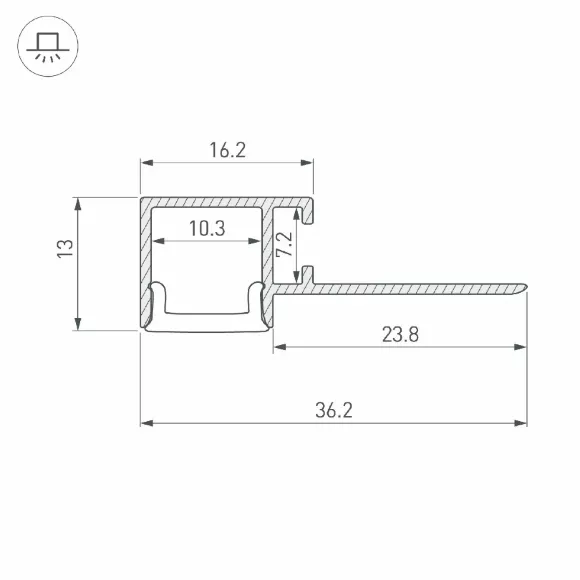 Профиль Arlight FANTOM-BENT-W12-TOP-EDGE-2000 ANOD 040328(1)