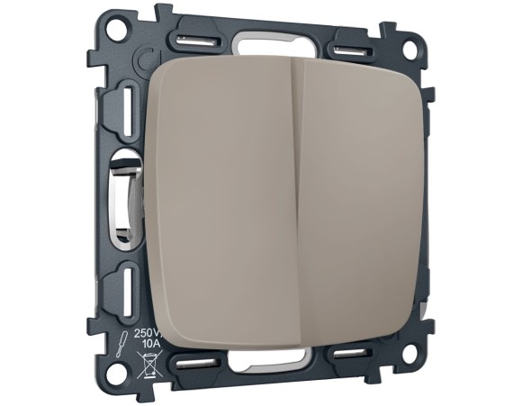 Комплект механизма 2-клавишного перекрестного выключателя Ambrella Volt 10A-250V OMEGA MO363030 Серо-бежевый матовый QUANT (OP3630, VM125)
