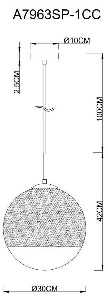 Подвесной светильник Arte Lamp Jupiter Chrome A7963SP-1CC, Хром, Металл, Стекло