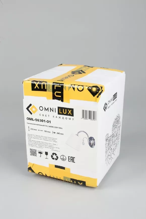 Бра Omnilux Novello OML-56301-01, Хром, Белый, Металл, упаковка
