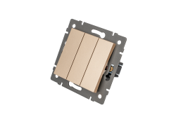 Механизм выключателя трехклавишный непроходной Arlight SWT-MK03-PL-GD-V (250V, 10A) 049899