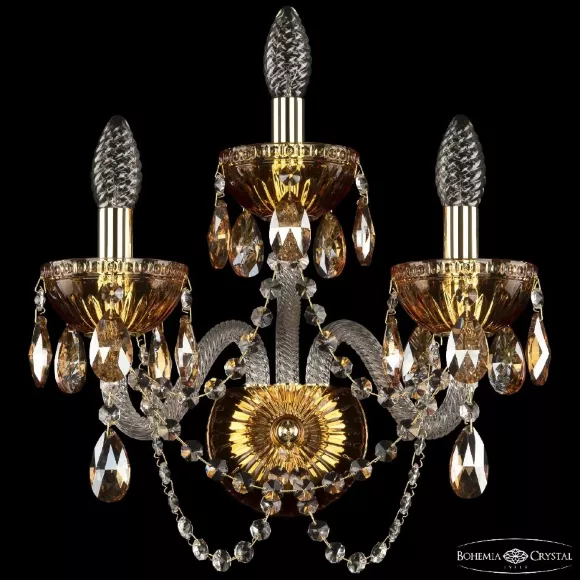 Бра Bohemia Ivele Crystal 5402B/2+1/165 G Amber/M-1G K721, Золото, Металл, Классика стиль, крупный план Бра Bohemia Ivele Crystal 5402B/2+1/165 G Amber/M-1G K721, Золото, Металл, Классика стиль, крупный план