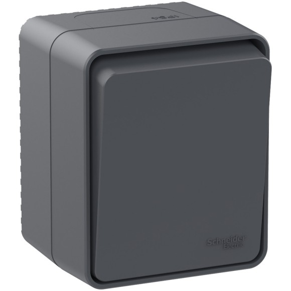 Переключатель 1-клавишный 10 АХ Systeme Electric AtlasDesign Profi54 Наруж Антрацит ATN544061