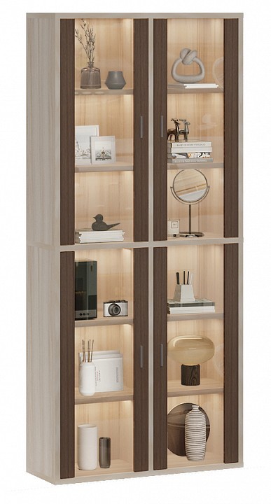 Шкаф-витрина Домино СУ(ш2в2)+4ФС MER_SUsh2v2-4FS-KSH-karamel-shamoni-CH