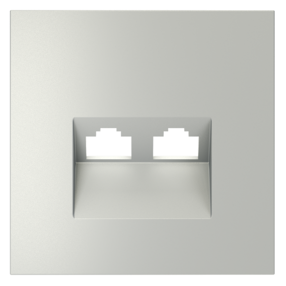 Накладка для розетки компьютерной двойной RJ45+RJ45 кат.6 Voltum S70 (сталь) VLS001405