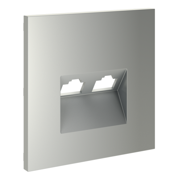 Накладка для розетки компьютерной двойной RJ45+RJ45 кат.6 Voltum S70 (сталь) VLS001405