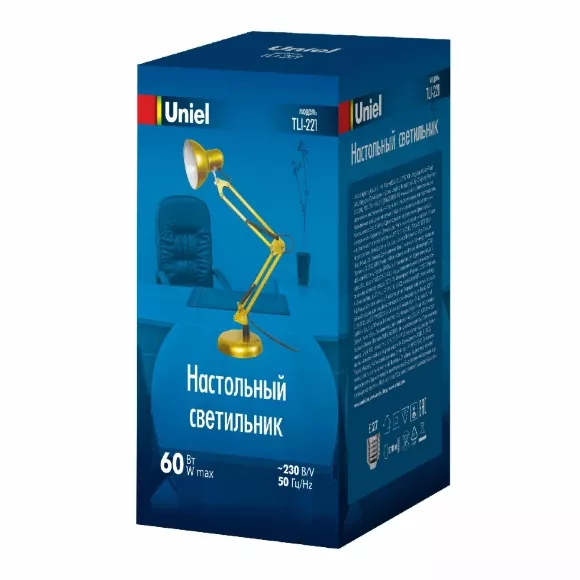 Настольная лампа Uniel TLI-221 GOLD E27 UL-00011103, Золото, Металл, Современный стиль Настольная лампа Uniel TLI-221 GOLD E27 UL-00011103, Золото, Металл, Современный стиль