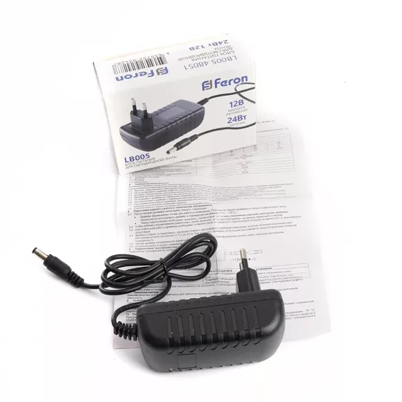Трансформатор для светодиодной ленты Feron LB005 24Вт 12В IP20 48051 Трансформатор для светодиодной ленты Feron LB005 24Вт 12В IP20 48051