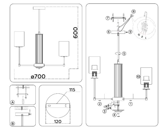 Люстра на штанге Ambrella Light High Light Modern LH56213