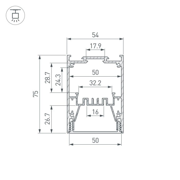 Профиль Arlight IP-LINE-5475-2000 ANOD (Алюминий) 055136