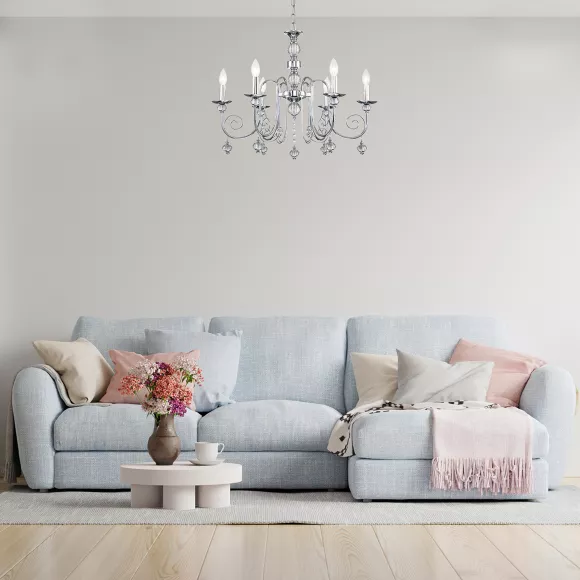 Подвесная люстра Escada Shine 678/6PL Chrome, Хром, Металл, Классика стиль Подвесная люстра Escada Shine 678/6PL Chrome, Хром, Металл, Классика стиль