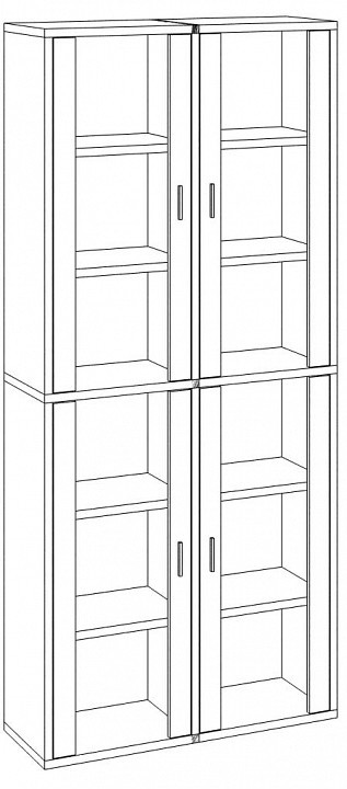 Шкаф-витрина Домино СУ(ш2в2)+4ФС MER_SUsh2v2-4FS-SH-shamoni-CH