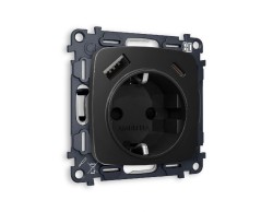 Комплект механизма розетки 2USB A+C 20W (быстрая зарядка) с/з Ambrella Volt Omega MO810010